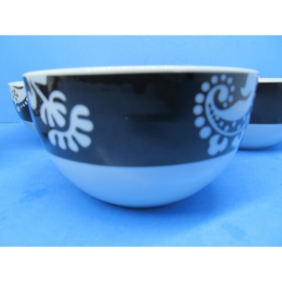 Shannon Palace Damask Noir White On Black On White Cereal Bowls Set Of 4 Bowls - Picture 4 of 8